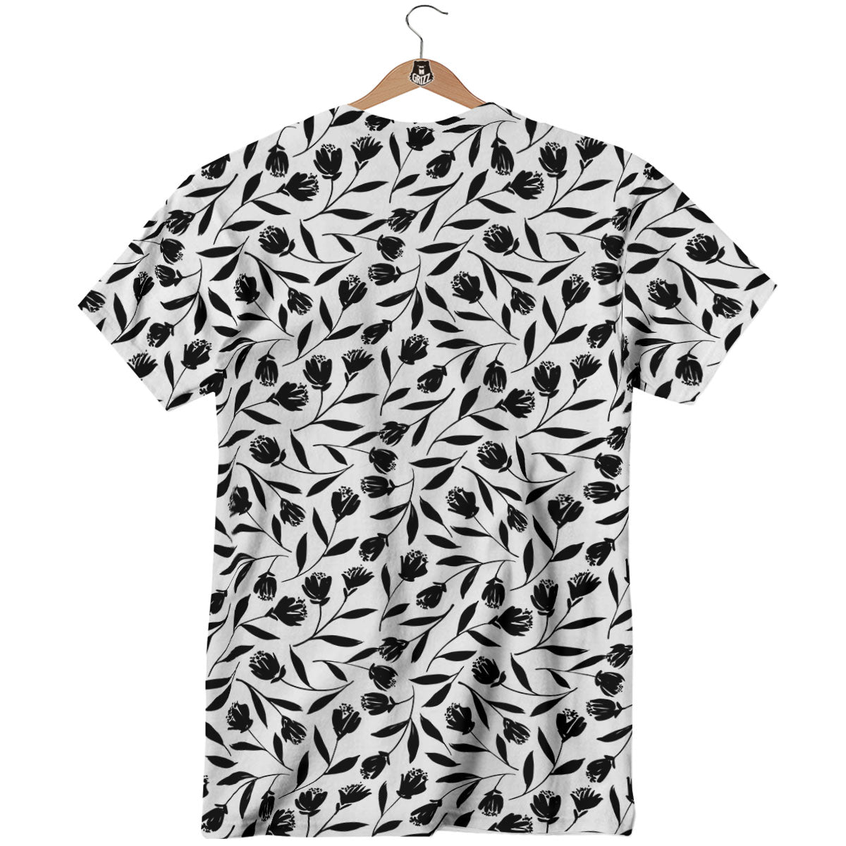 Tulip White And Black Print Pattern T-Shirt-grizzshop