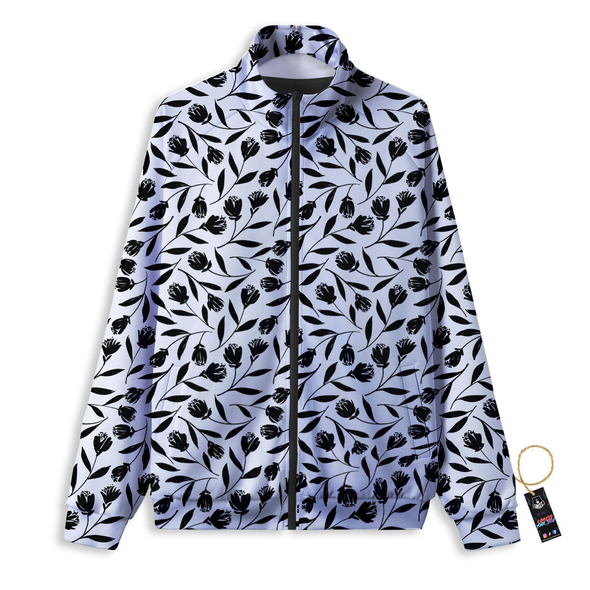Tulip White And Black Print Pattern Track Jacket-grizzshop