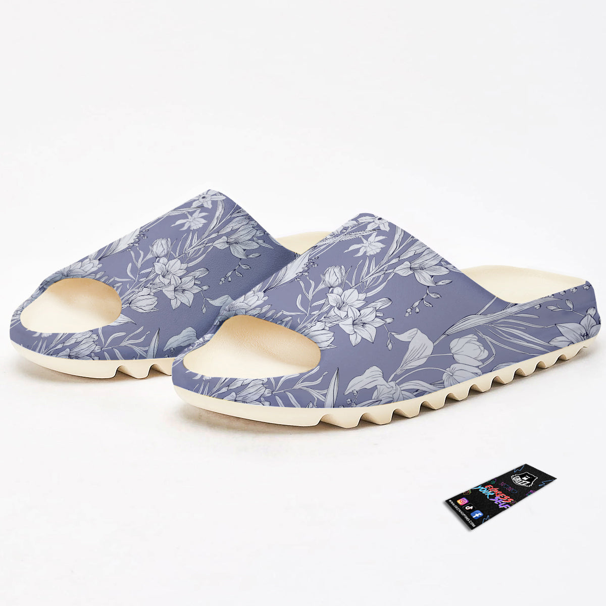 Tulip White Print Pattern Sandals-grizzshop