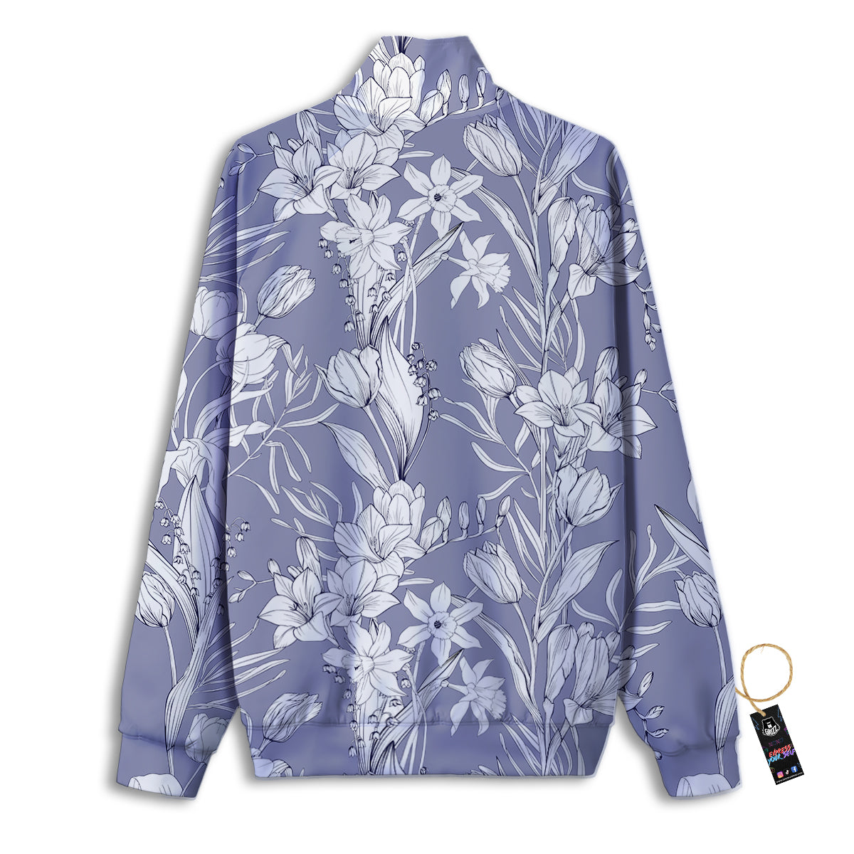 Tulip White Print Pattern Track Jacket-grizzshop