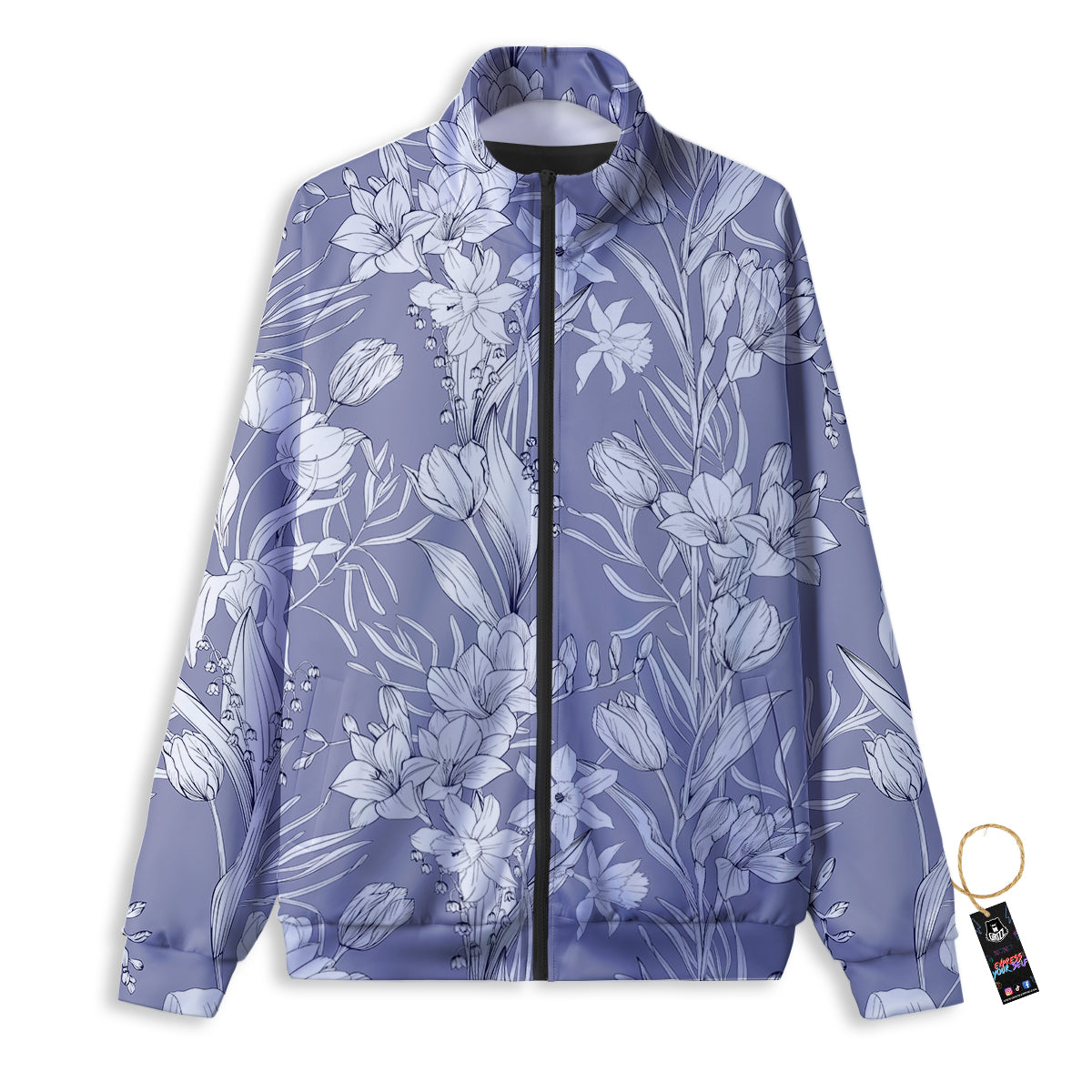 Tulip White Print Pattern Track Jacket-grizzshop