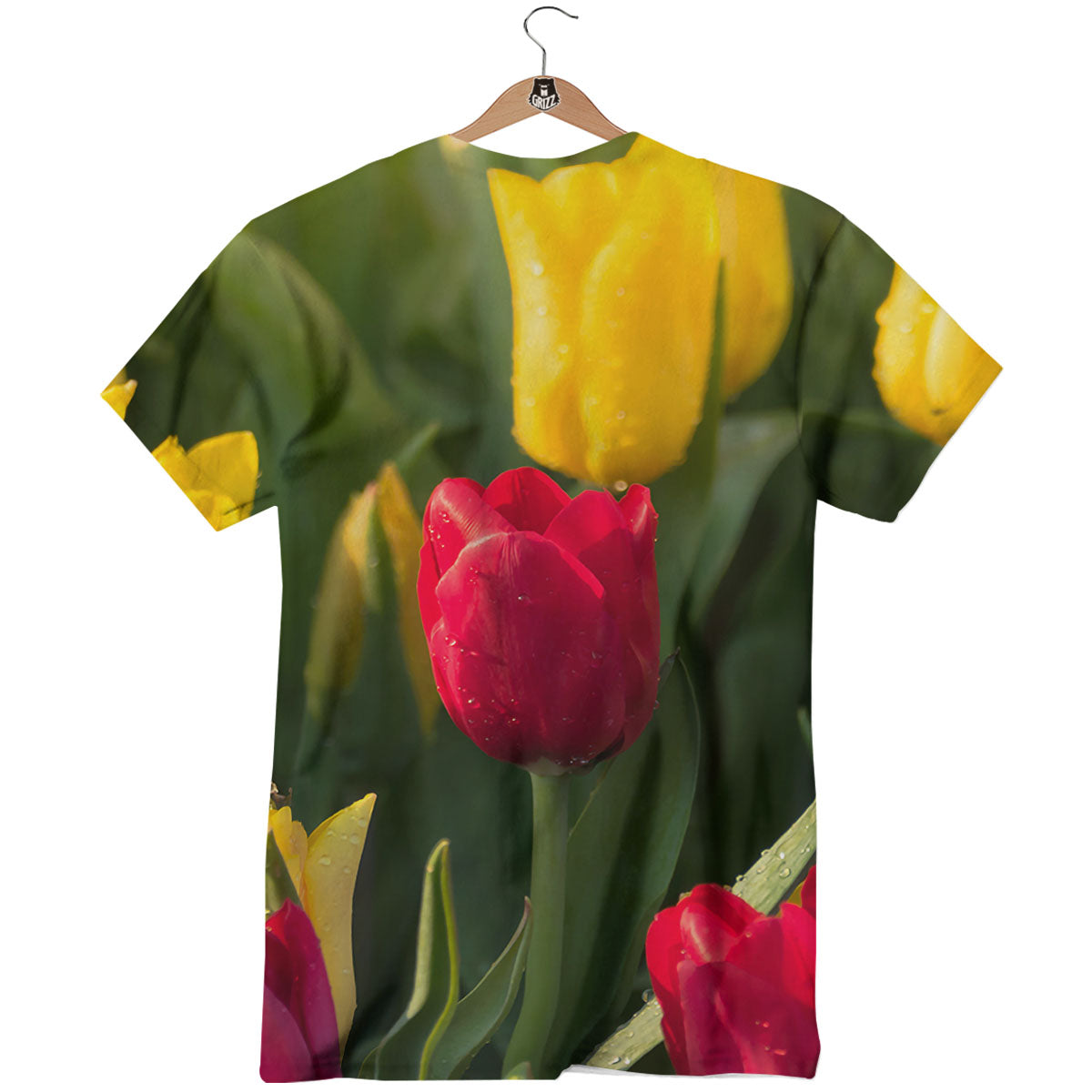 Tulip Yellow And Red Print T-Shirt-grizzshop