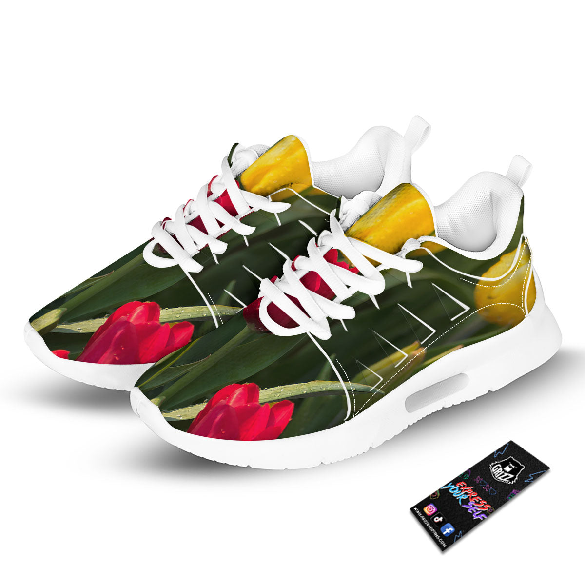 Tulip Yellow And Red Print Tennis Shoes-grizzshop