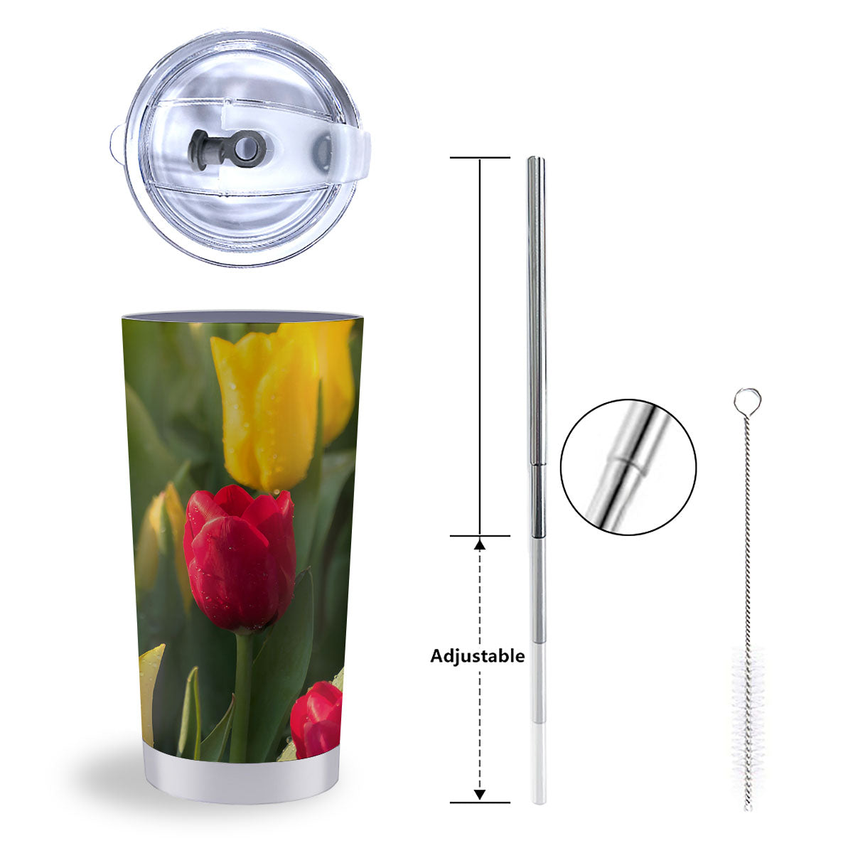 Tulip Yellow And Red Print Tumbler-grizzshop