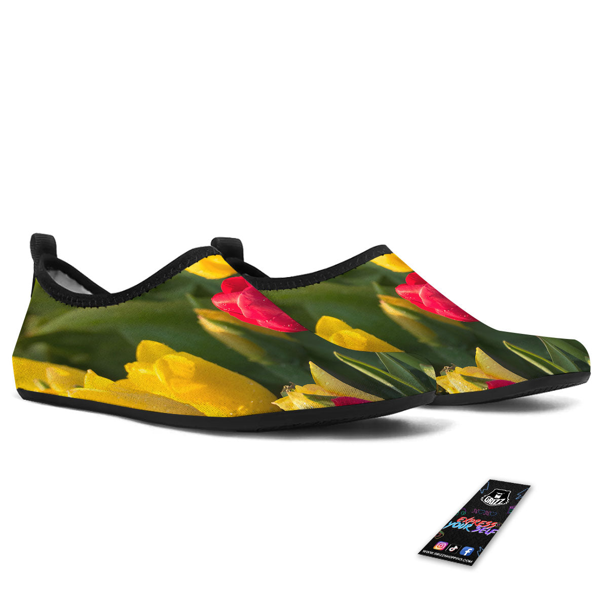 Tulip Yellow And Red Print Water Shoes-grizzshop