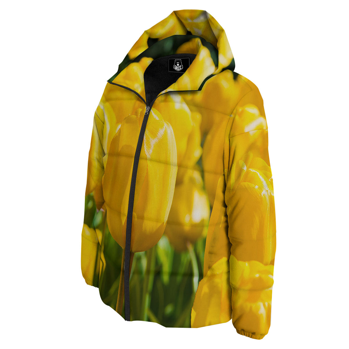 Tulip Yellow Print Down Jacket-grizzshop