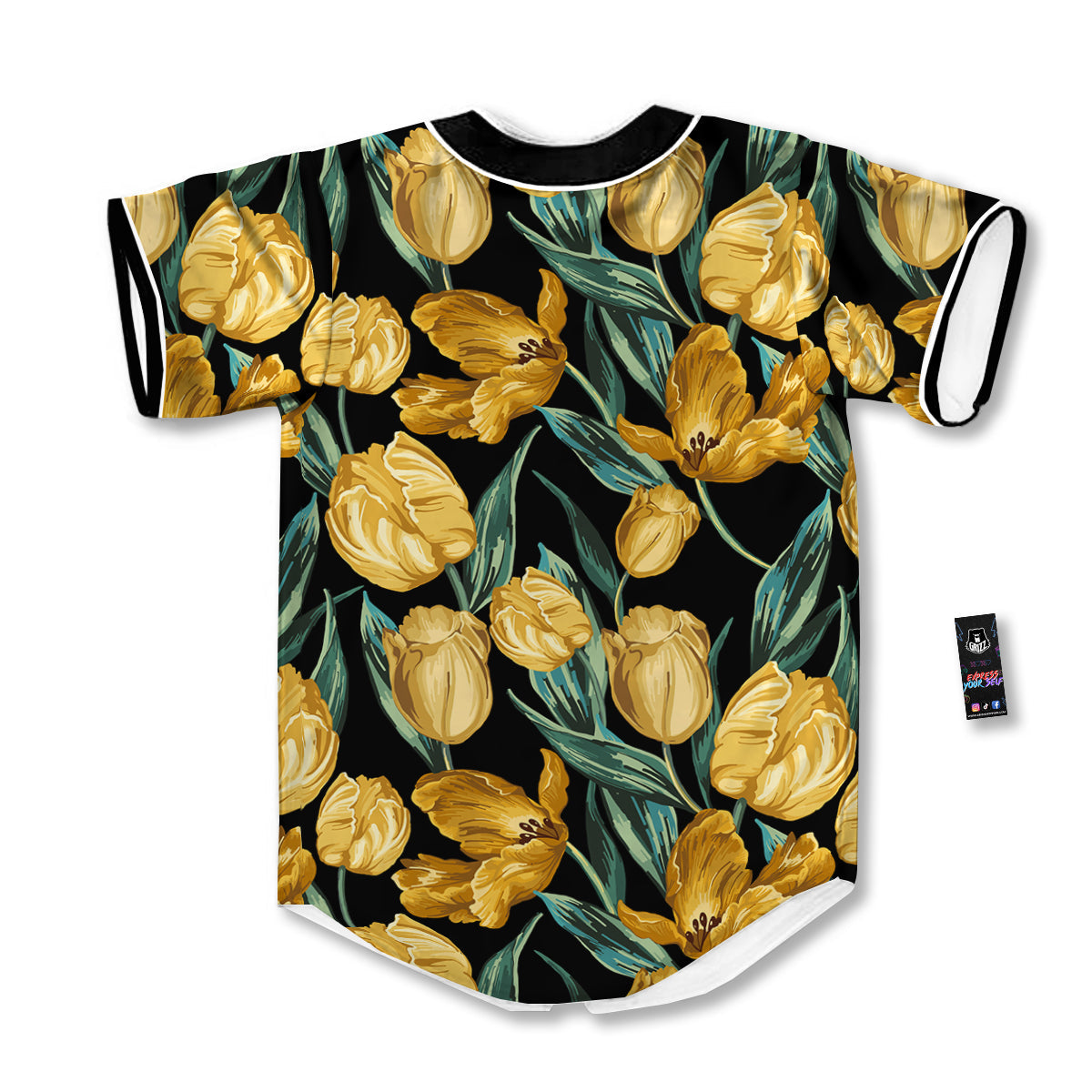 Tulip Yellow Print Pattern Baseball Jersey-grizzshop