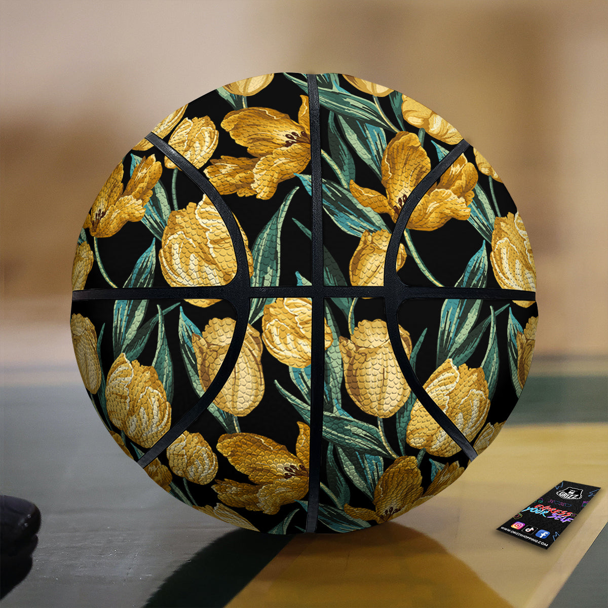 Tulip Yellow Print Pattern Basketball-grizzshop