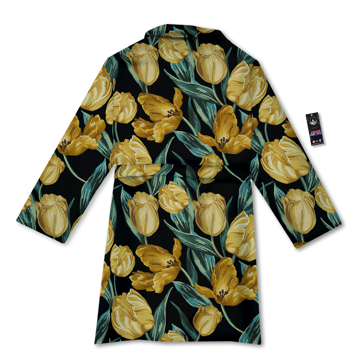 Tulip Yellow Print Pattern Bathrobe-grizzshop