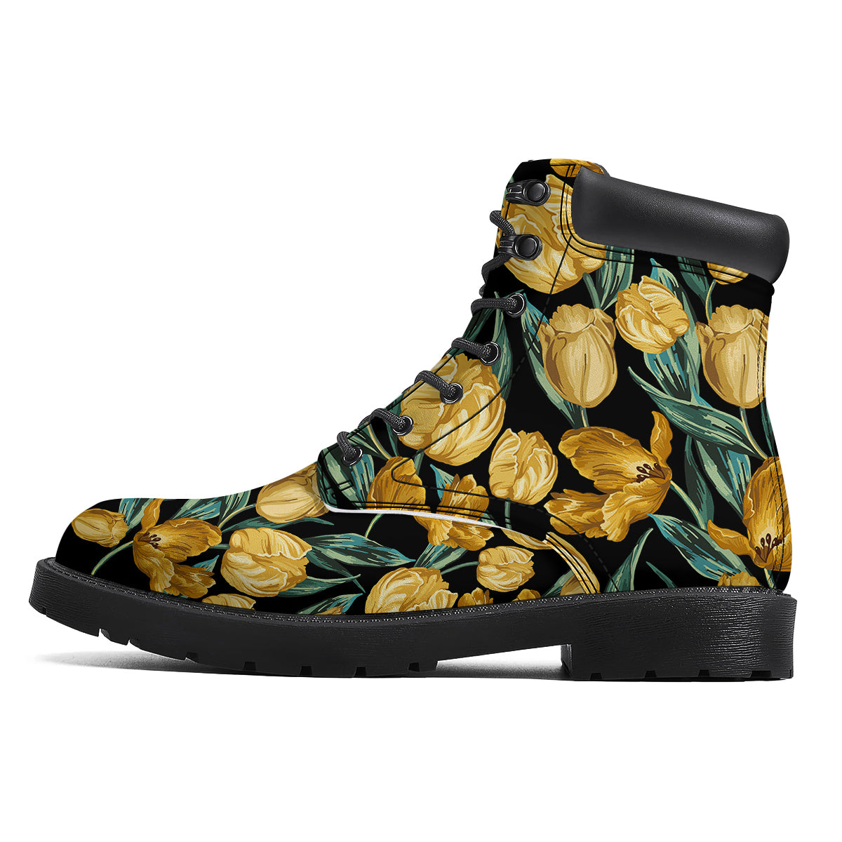 Tulip Yellow Print Pattern Boots-grizzshop