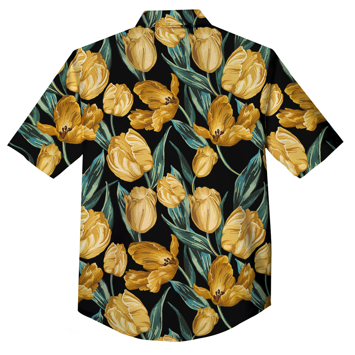 Tulip Yellow Print Pattern Button Up Shirt-grizzshop
