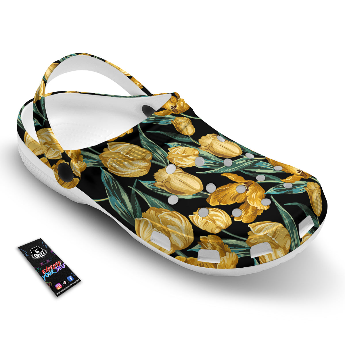 Tulip Yellow Print Pattern Clog-grizzshop