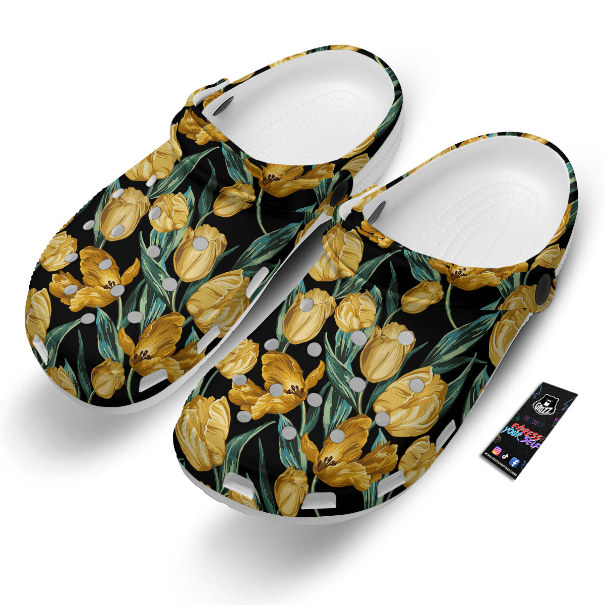Tulip Yellow Print Pattern Clog-grizzshop