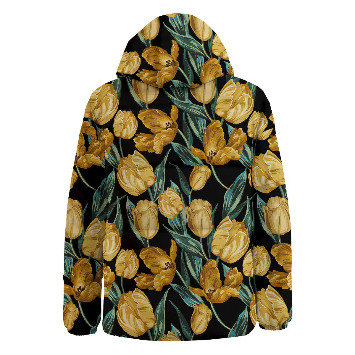 Tulip Yellow Print Pattern Down Jacket-grizzshop