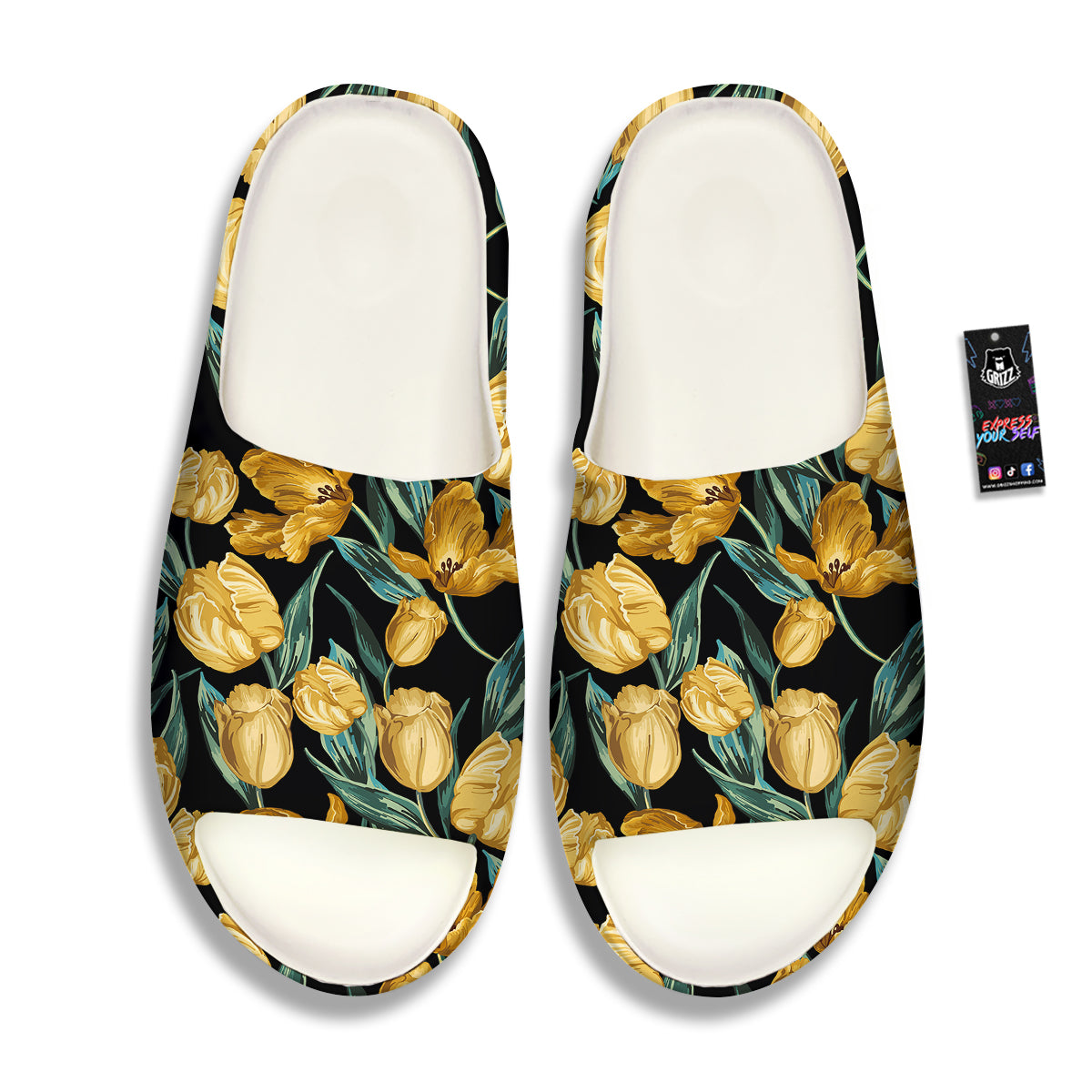 Tulip Yellow Print Pattern Sandals-grizzshop
