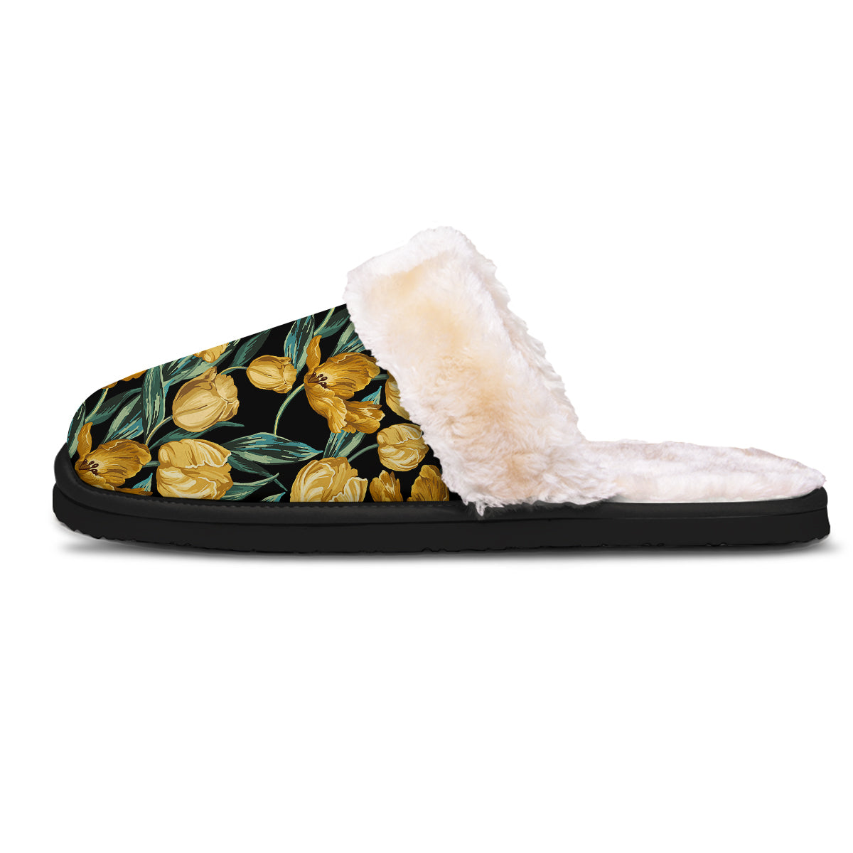 Tulip Yellow Print Pattern Slippers-grizzshop