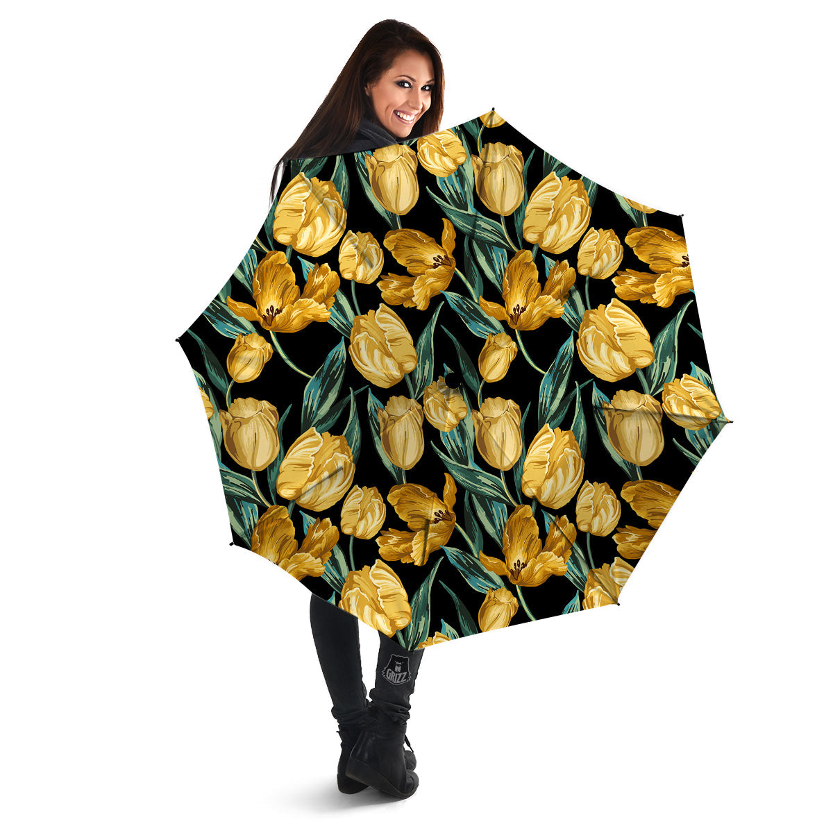 Tulip Yellow Print Pattern Umbrella-grizzshop