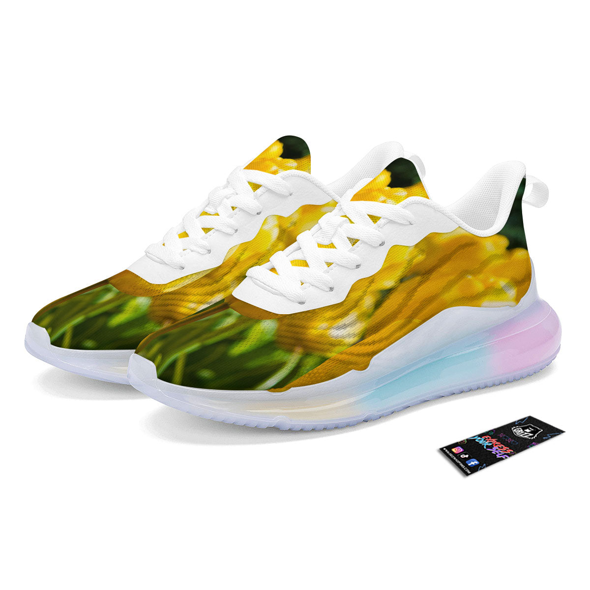 Tulip Yellow Print Running Sneakers-grizzshop