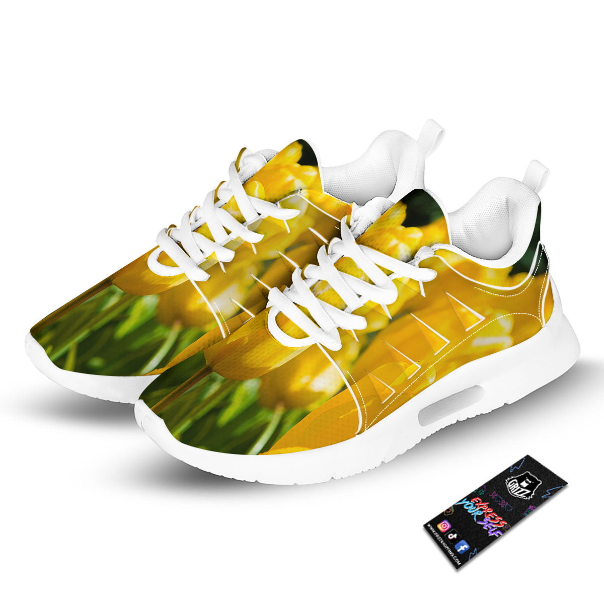 Tulip Yellow Print Tennis Shoes-grizzshop