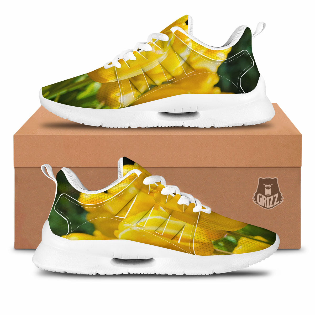 Tulip Yellow Print Tennis Shoes-grizzshop