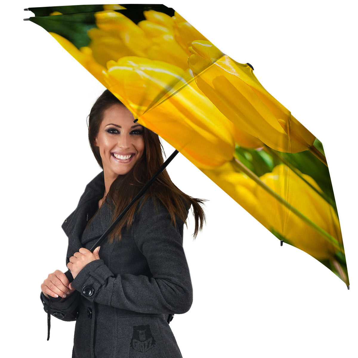 Tulip Yellow Print Umbrella-grizzshop