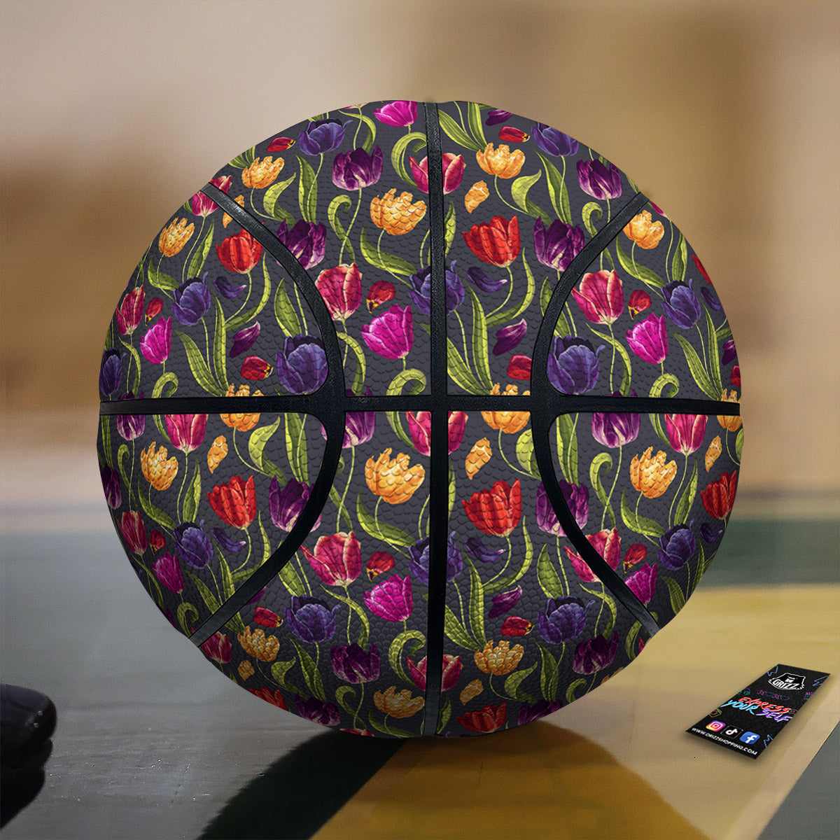 Tulip Colorful Watercolor Print Pattern Basketball