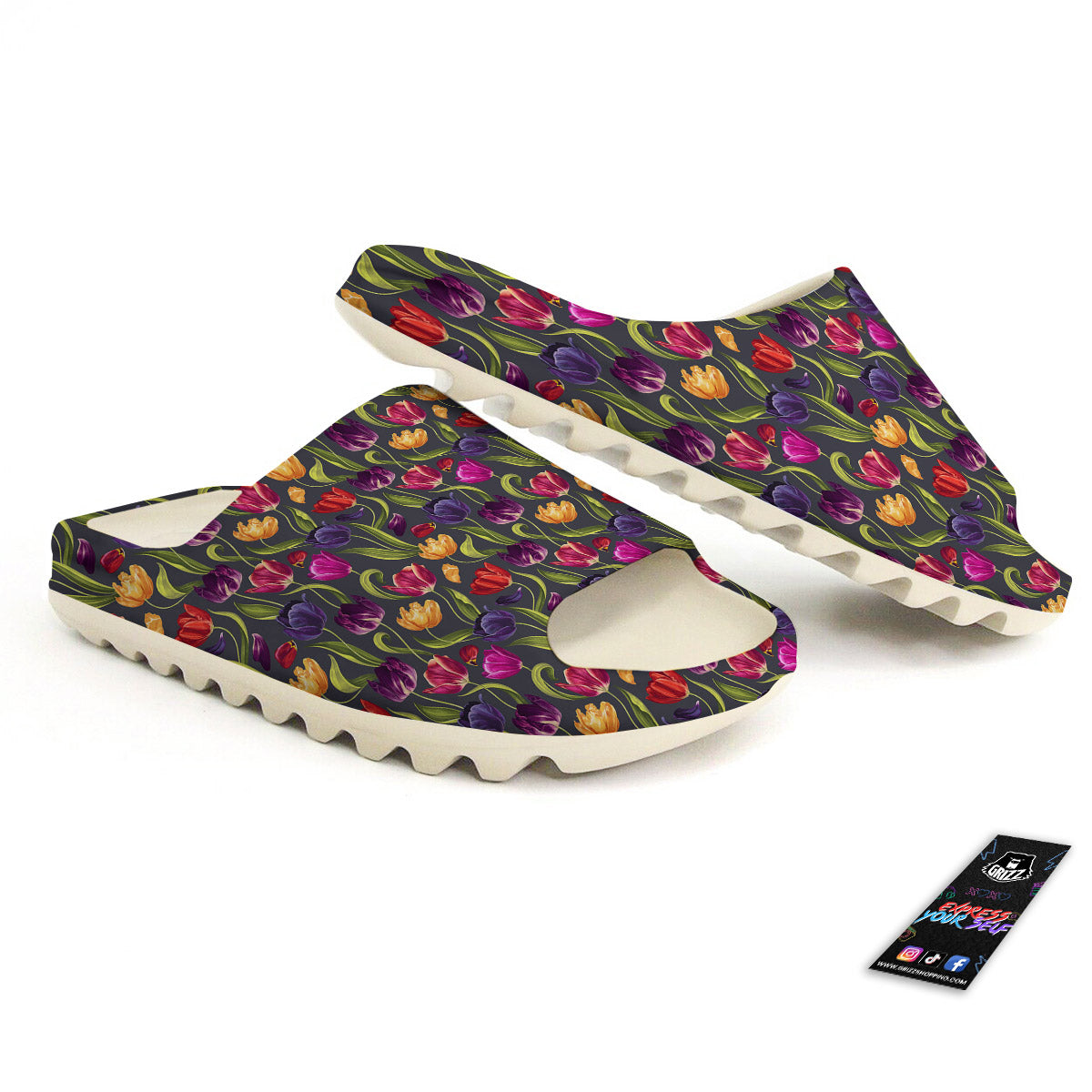 Tulip Colorful Watercolor Print Pattern Sandals-grizzshop