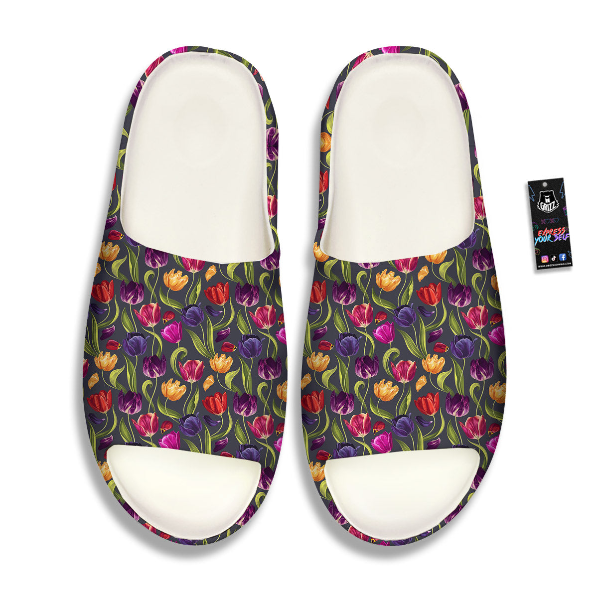 Tulip Colorful Watercolor Print Pattern Sandals-grizzshop