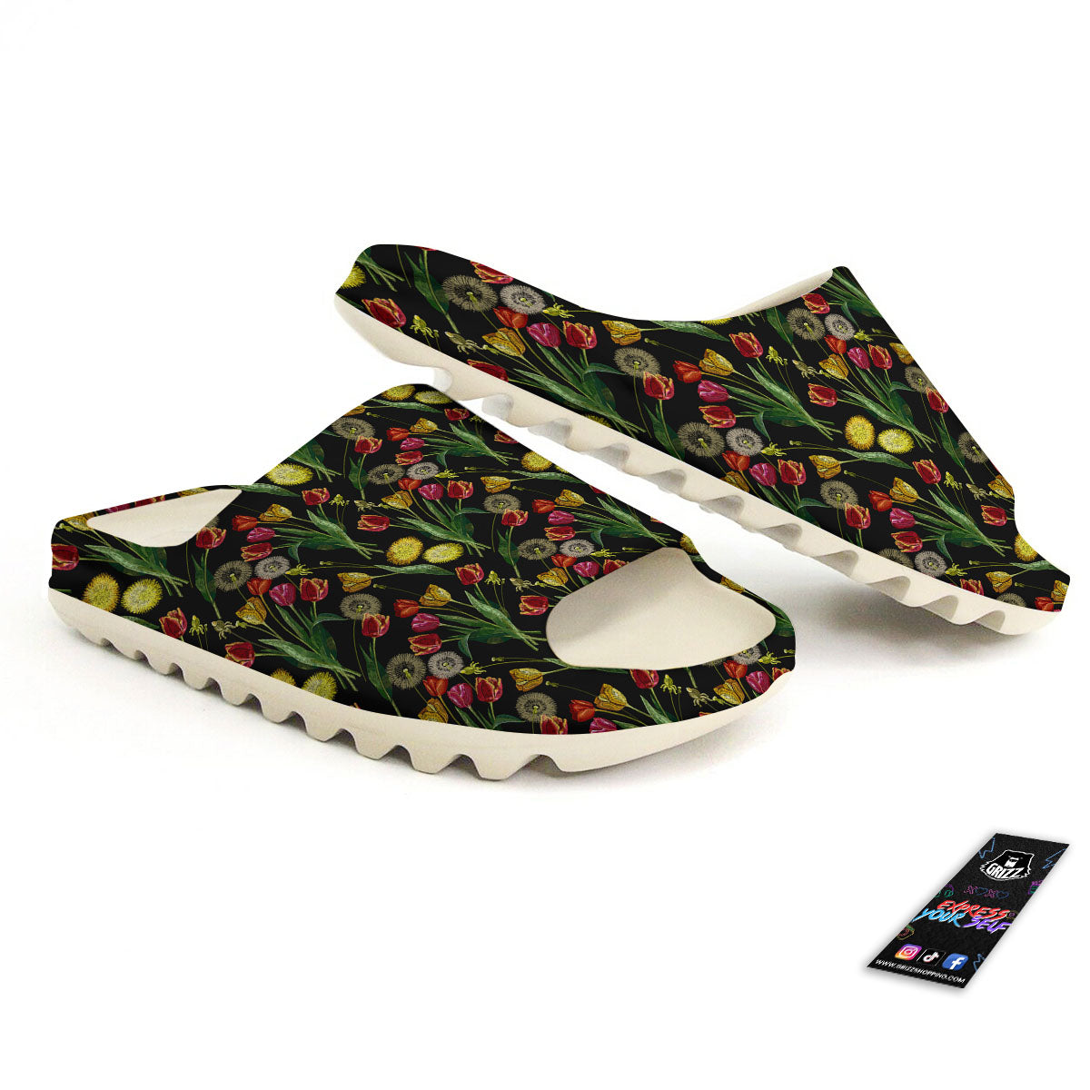 Tulip Embroidery Print Pattern Sandals-grizzshop