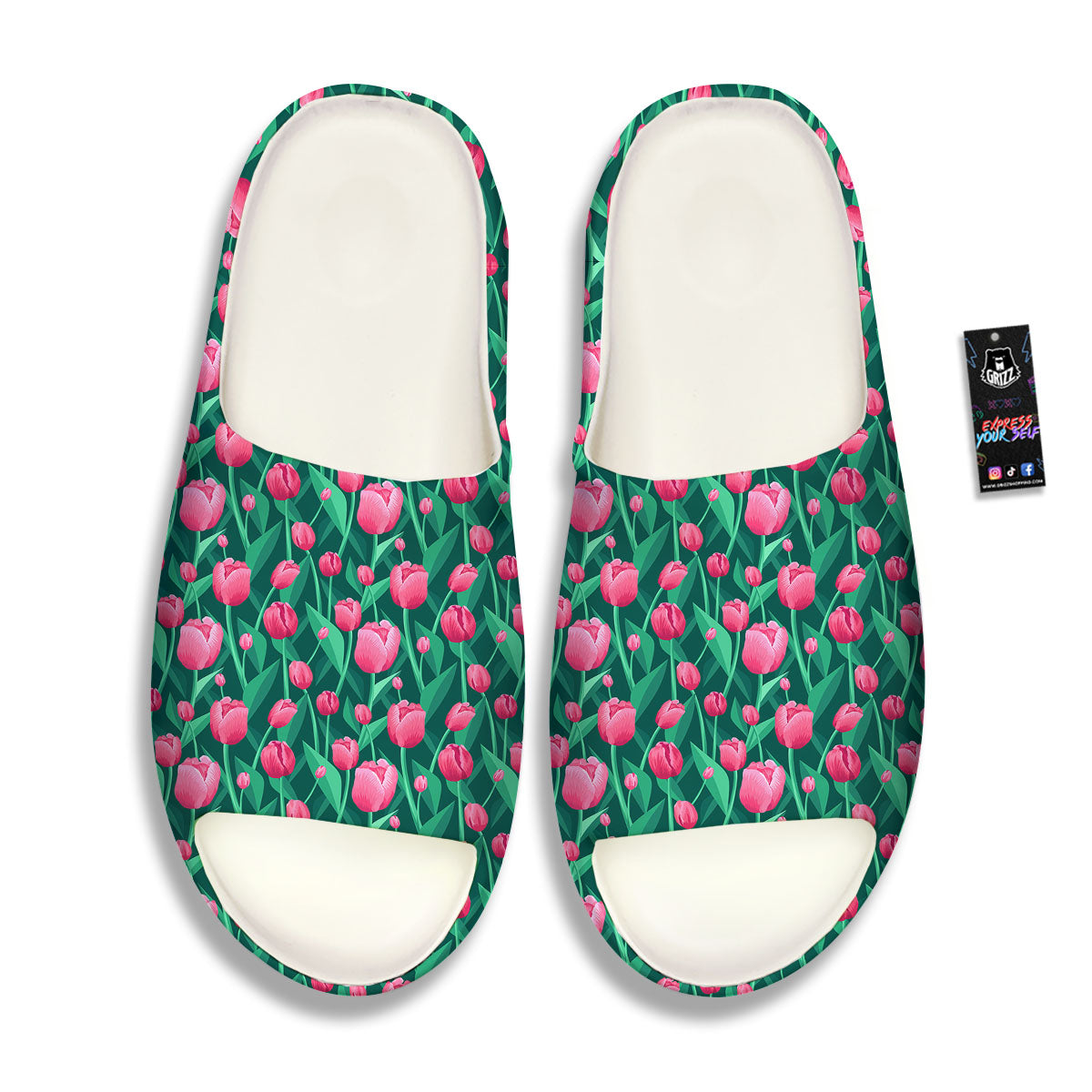 Tulip Pink Print Pattern Sandals-grizzshop