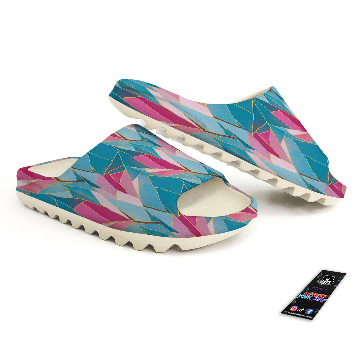 Tulip Polygon Print Pattern Sandals-grizzshop