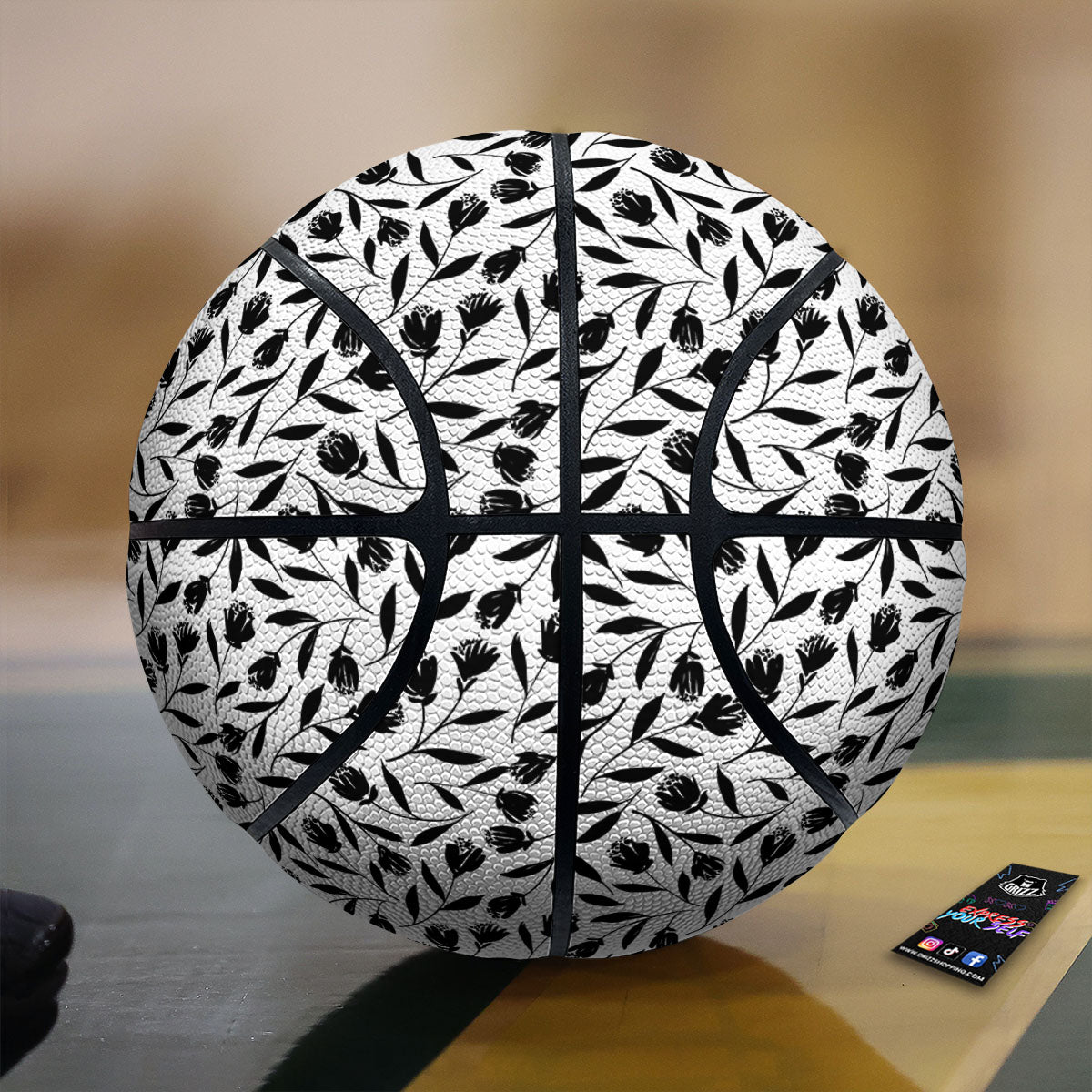 Tulip White And Black Print Pattern Basketball