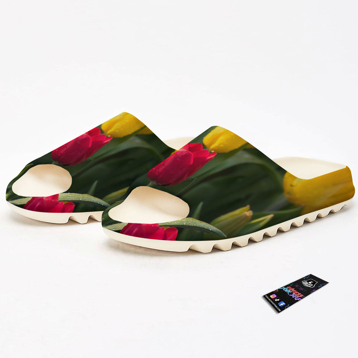 Tulip Yellow And Red Print Sandals-grizzshop