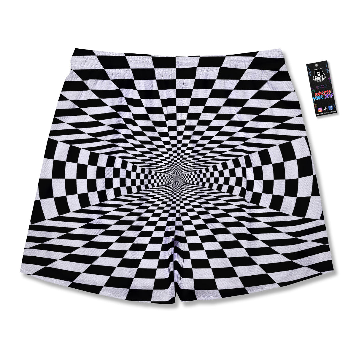 Tunnel Illusion White And Black Print Men's Running Shorts-grizzshop
