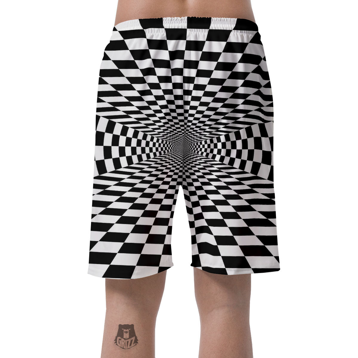 Tunnel Illusion White And Black Print Men's Shorts-grizzshop