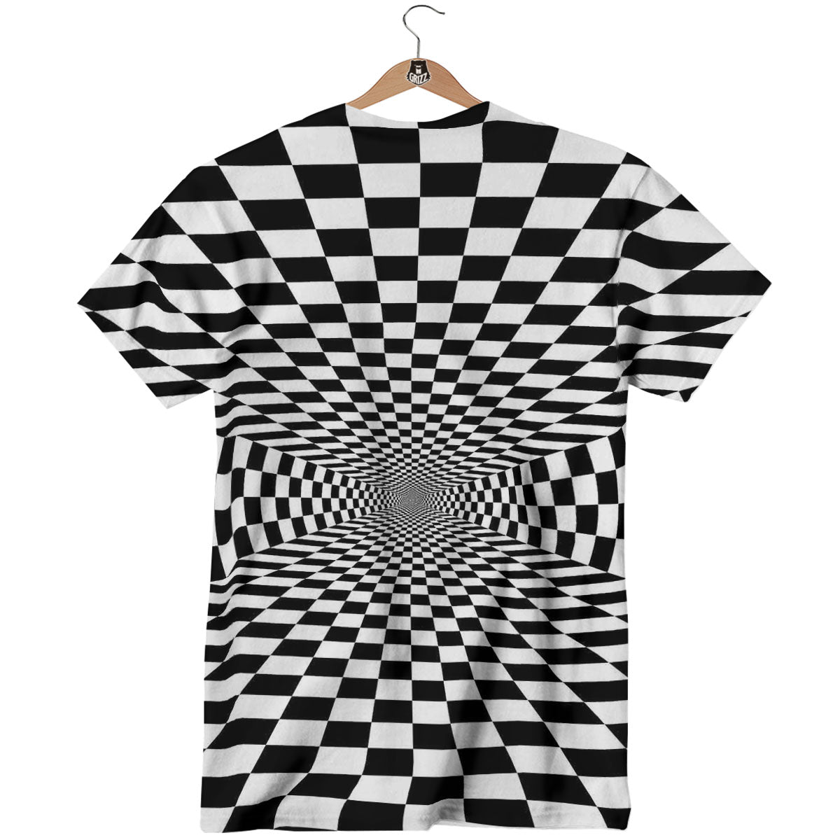 Tunnel Illusion White And Black Print T-Shirt-grizzshop