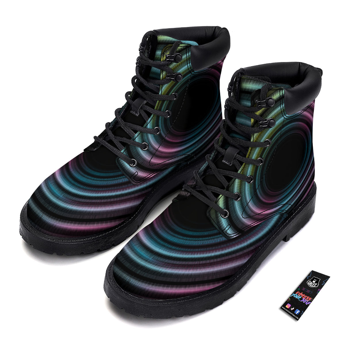 Tunnel Lights Teal And Pink Print Boots-grizzshop