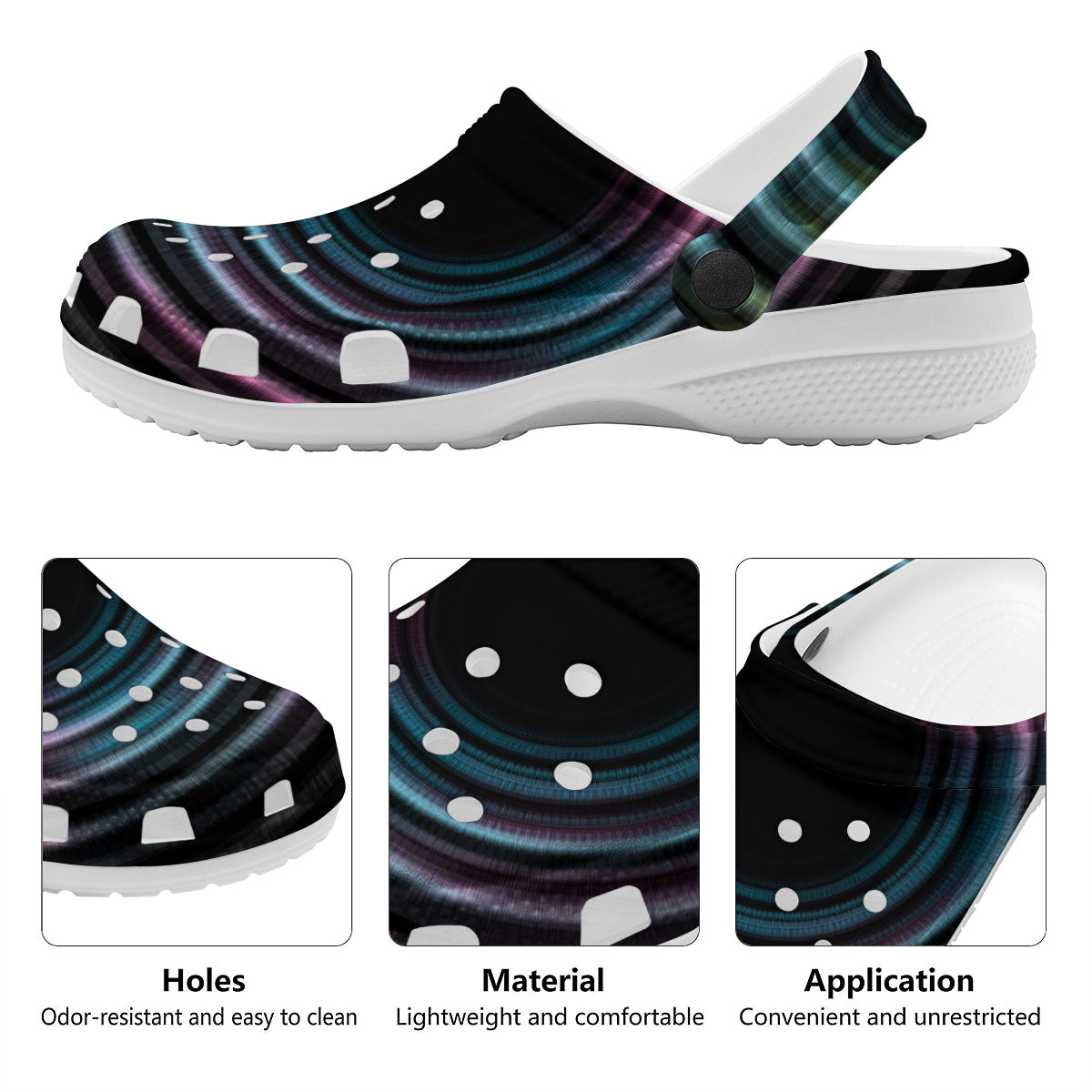 Tunnel Lights Teal And Pink Print Clog-grizzshop