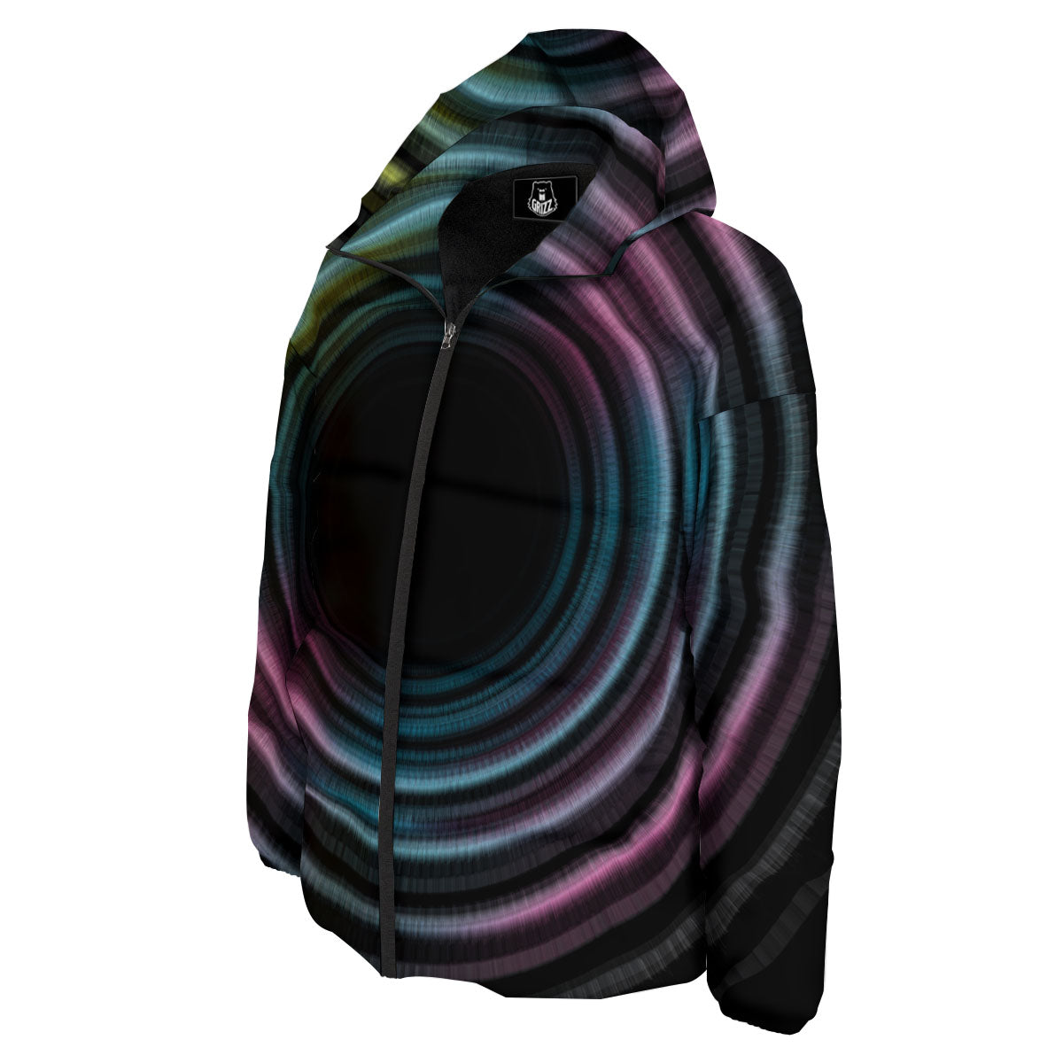 Tunnel Lights Teal And Pink Print Down Jacket-grizzshop