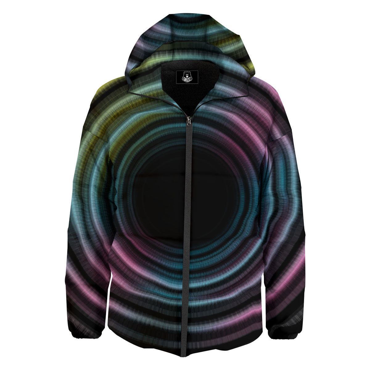 Tunnel Lights Teal And Pink Print Down Jacket-grizzshop