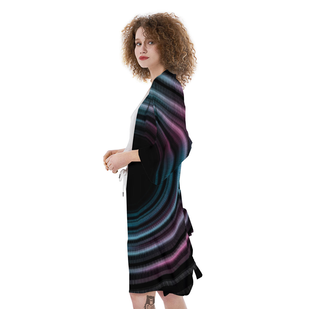 Tunnel Lights Teal And Pink Print Kimono-grizzshop