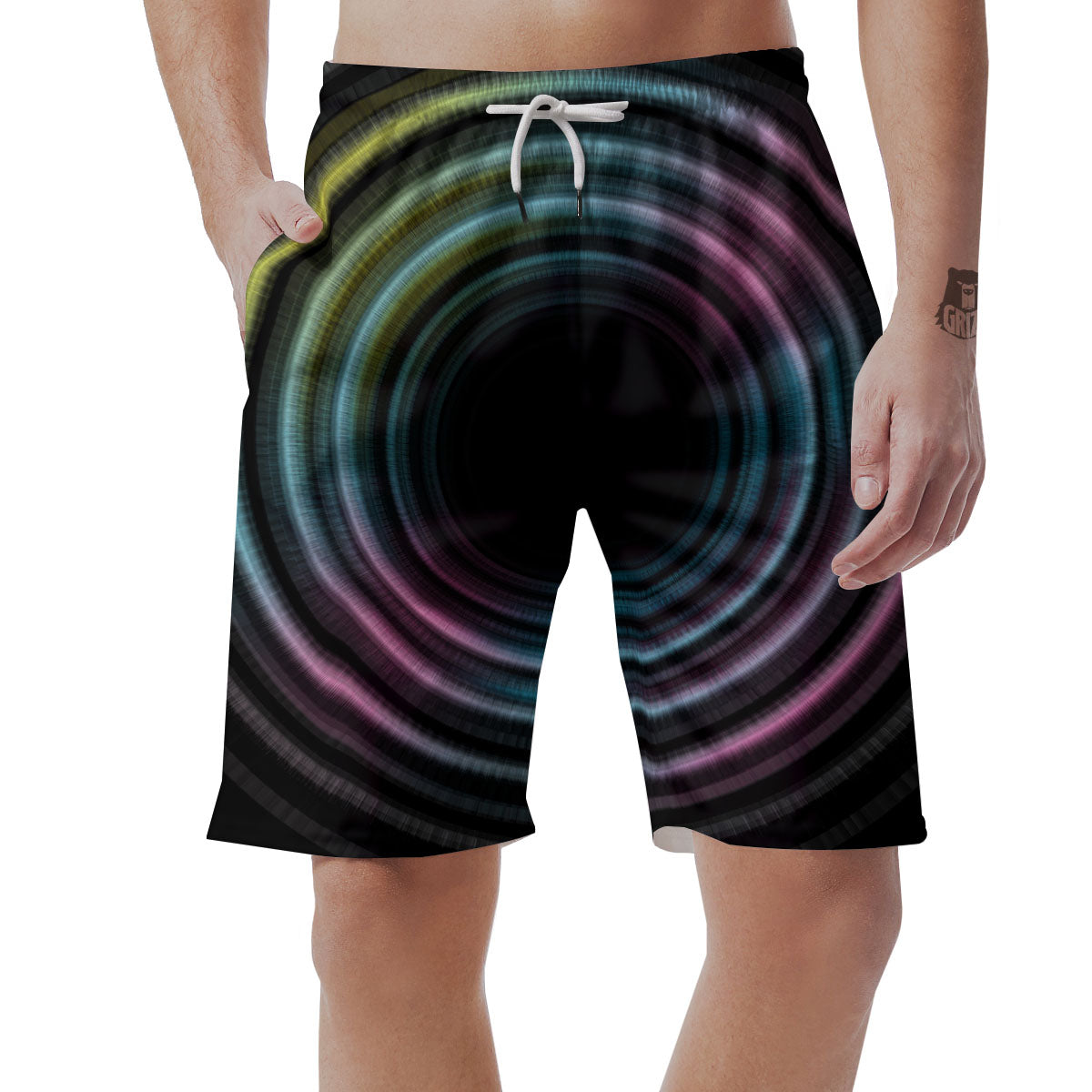 Tunnel Lights Teal And Pink Print Men's Shorts-grizzshop