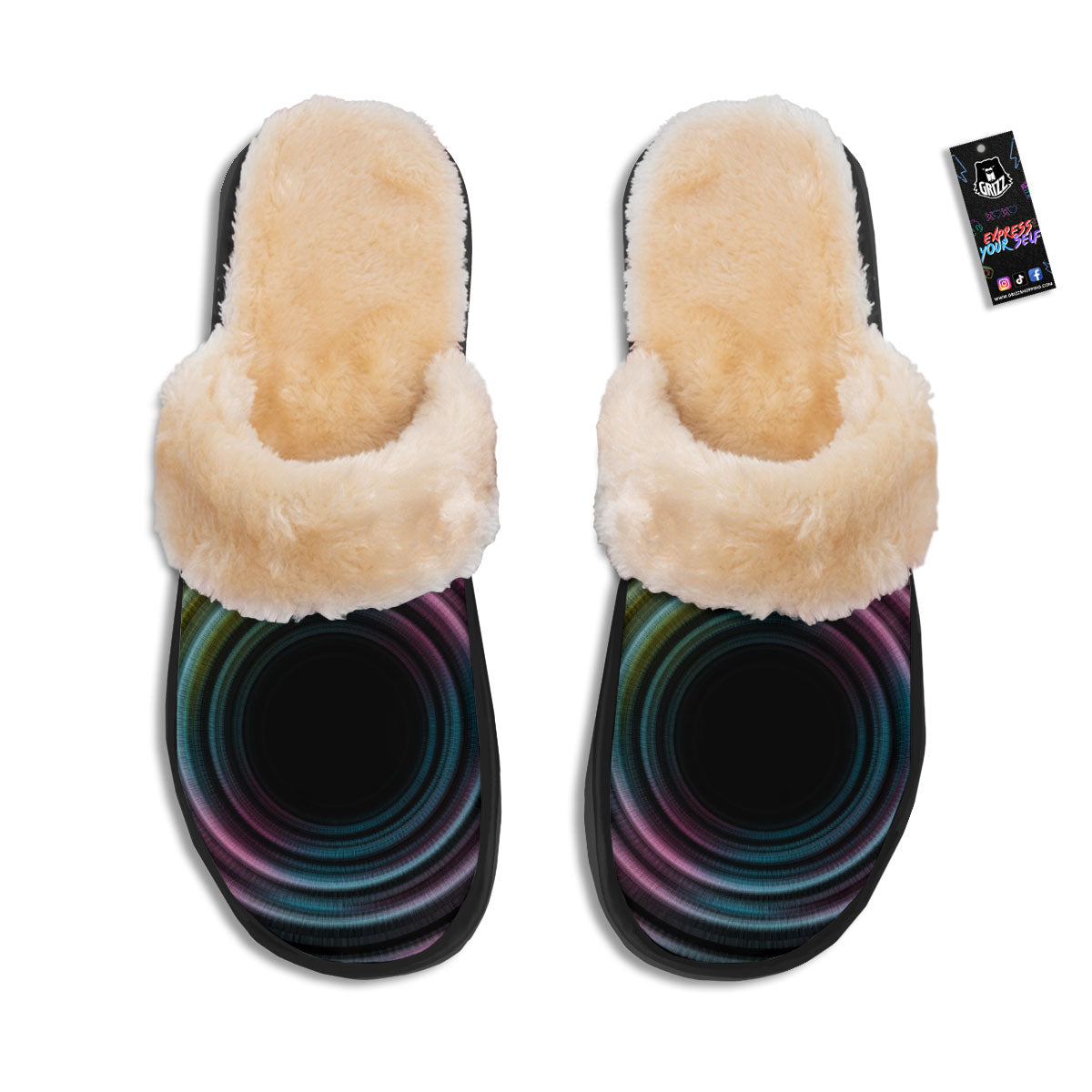Tunnel Lights Teal And Pink Print Slippers-grizzshop