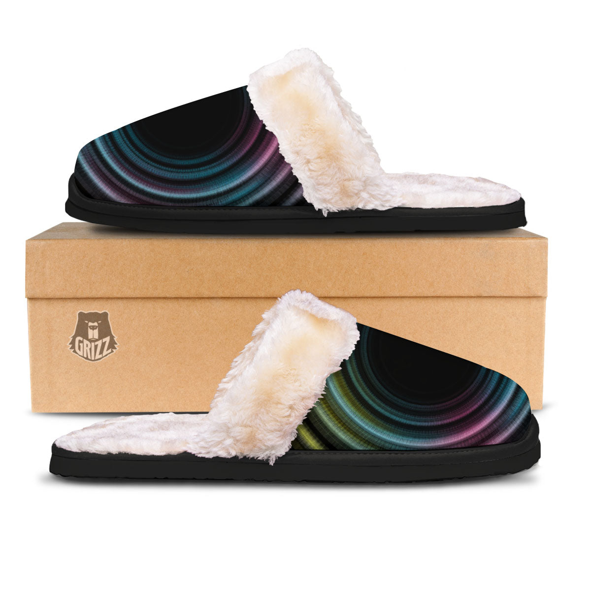 Tunnel Lights Teal And Pink Print Slippers-grizzshop