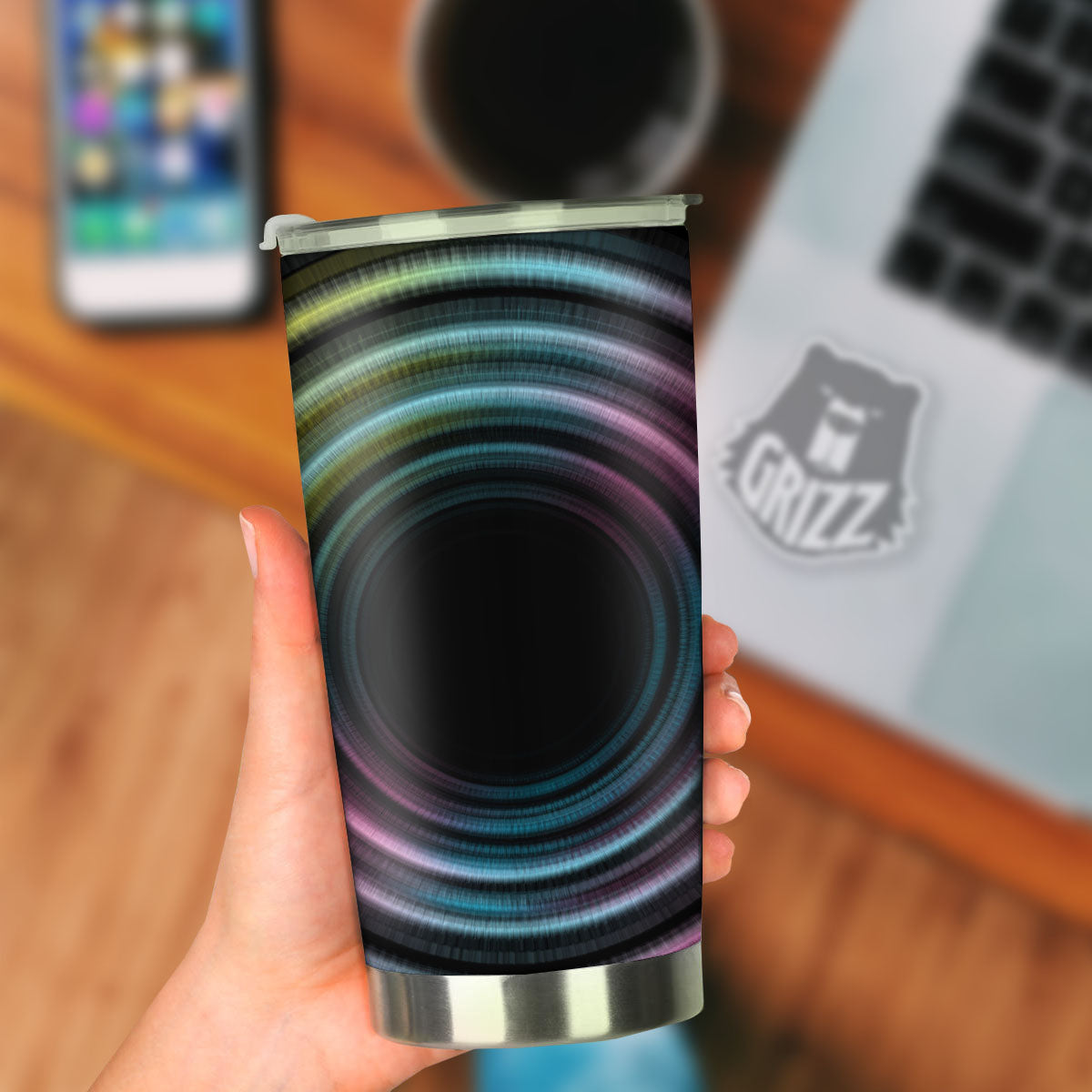 Tunnel Lights Teal And Pink Print Tumbler-grizzshop