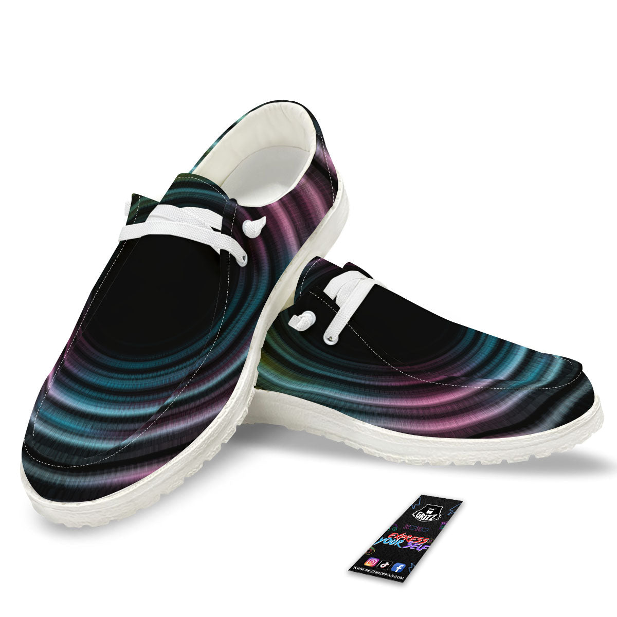 Tunnel Lights Teal And Pink Print White Loafers-grizzshop