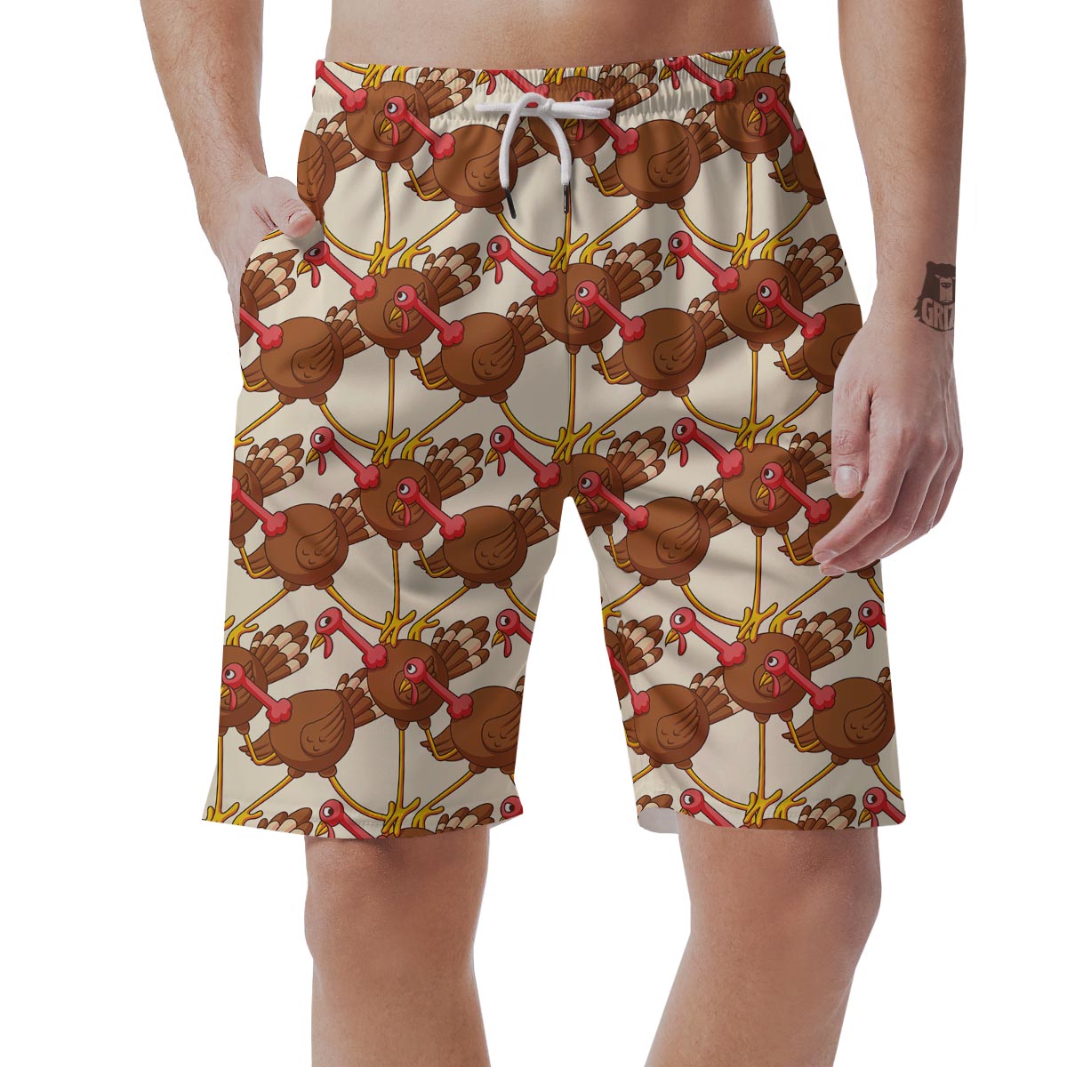 Turkey Thankgiving Pattern Print Men's Shorts-grizzshop