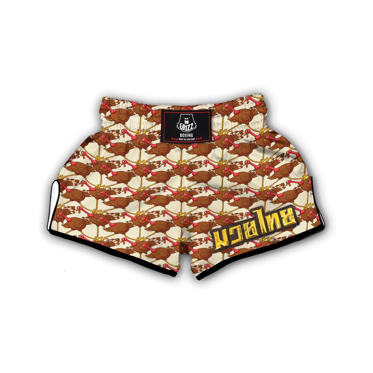 Turkey Thankgiving Pattern Print Muay Thai Boxing Shorts-grizzshop