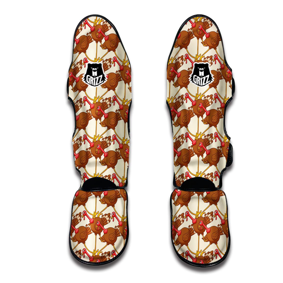 Turkey Thankgiving Pattern Print Muay Thai Shin Guards-grizzshop