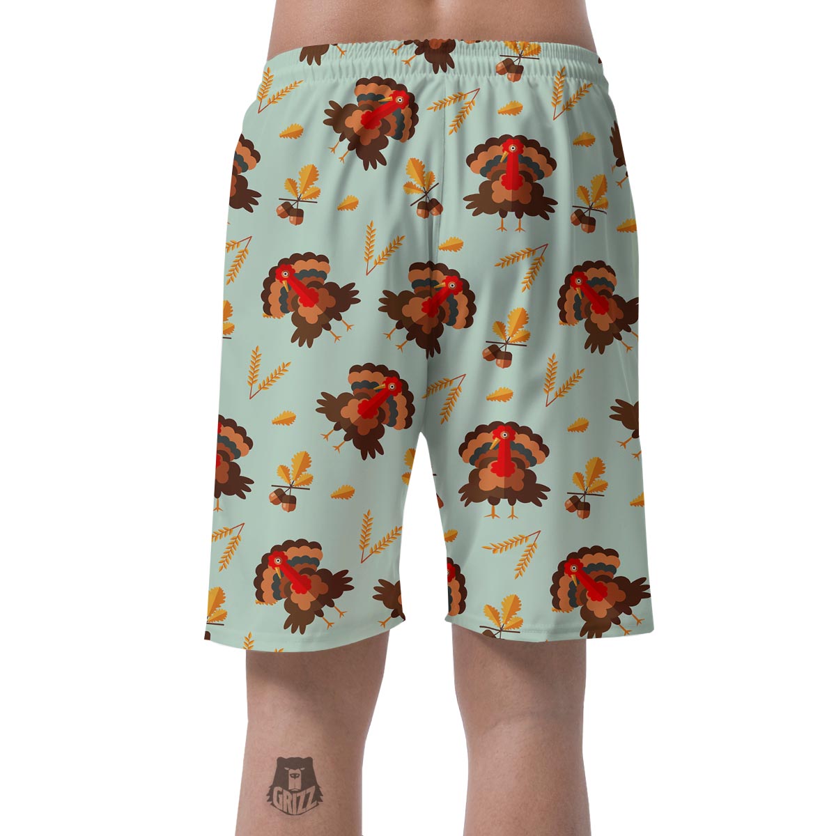 Turkey Thankgiving Print Pattern Men's Shorts-grizzshop